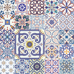 Set of tiles background in portuguese style.