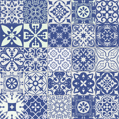 Big vector set of tiles in portuguese, spanish, italian style. For wallpaper, backgrounds, decoration for your design, ceramic, page fill and more.