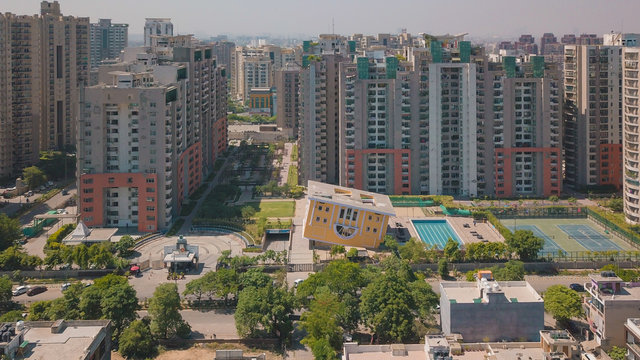 Aerial View Of Caracalla Club In Orange County In Ghaziabad City In Delhi Ncr, India.