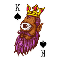 hand drawn deck of cards, doodle king of spades