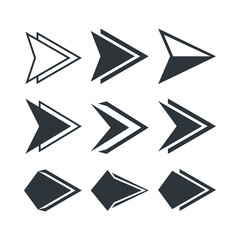 Arrow icons or vector pointers logo set for web navigation design elements