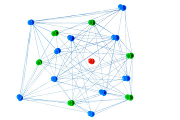 thread connects needles bypassing needle of other color	