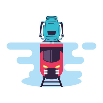 recommend clip art: train travel vehicle with travelbag