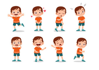 kid child expression vector illustration set bundle