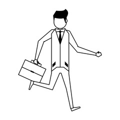 executive business finance man cartoon in black and white