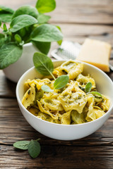 Traditional italian raviolli with sage