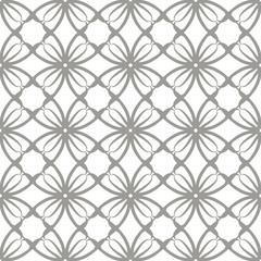 Seamless abstract floral pattern in oriental style. Geometric flower ornament on a white background. - 278623428
