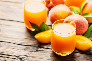 Fresh natural peach juice