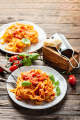 pasta fettuccine with tomato and basil