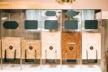 Rice, oats, chickpeas, beans by weight for conscious shopping in the zero waste shop