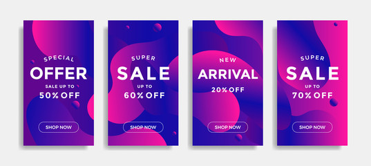 Fototapeta premium Set of sale banners with fluid gradient shapes