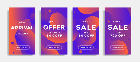 Fototapeta premium Set of sale banners with fluid gradient shapes