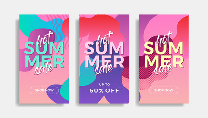 Set of sale banners with fluid gradient shapes