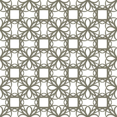 Seamless abstract floral pattern in oriental style. Geometric flower ornament on a white background. - 278624477