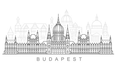 Budapest city skyline - hungarian parliament building, cityscape and landmarks of Budapest