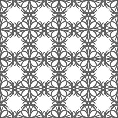 Seamless abstract floral pattern in oriental style. Geometric flower ornament on a white background. - 278624663