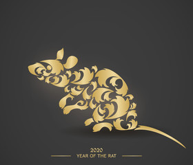 Rat is the symbol of the Chinese New Year 2020. Design for holiday cards, calendars, banners, posters. Happy New Year. Vector element for new year design. - 278624843