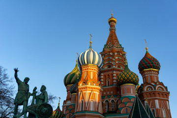 Fototapeta na wymiar Moscow, Russia, Red Square. View of St. Basil's Cathedral on bright sky