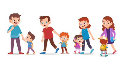 kids with parent vector set bundle