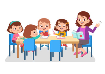 teacher with student vector illustration isolated