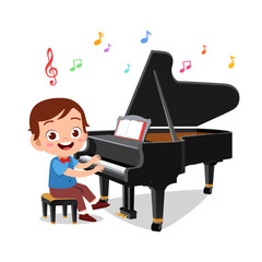 illustration of a boy and a girl playing piano © Colorfuel Studio