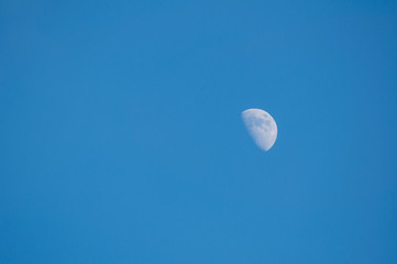 Month in the sky in the middle of the day