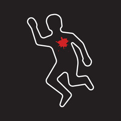 Crime scene. Dead body silhouette icon.