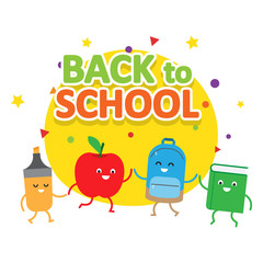 Back to School colorful cartoon poster