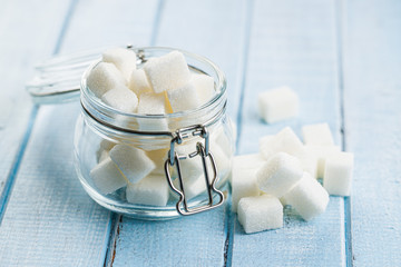 Sweet white sugar cubes.