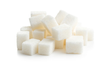 Sweet white sugar cubes.