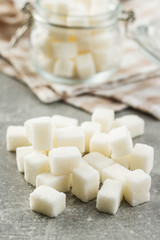 Sweet white sugar cubes.