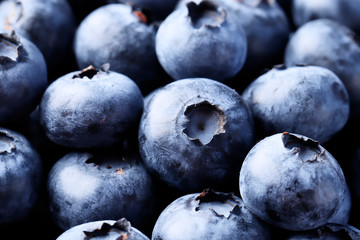 Blueberries closeup as background. Top view. Print