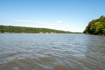 Quiet and peaceful lake Eucha in Oklahoma is a fisherman's paradise. Bokeh.