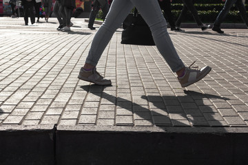 pedestrian legs  walking  city urban woman