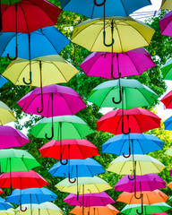 Colorful umbrellas background. Colorful umbrellas in the sky as decoration