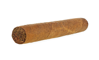 Big brown cigar isolated on a white background