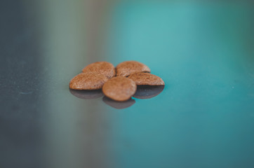 flower from food on blue background
