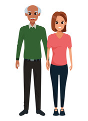 Family father with adult daughter cartoon