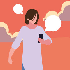 young man using smartphone social media