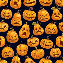 Halloween holiday pumpkin seamless pattern