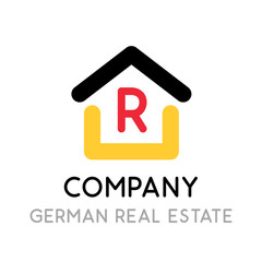 Logo for Real Estate Company in Germany. Vector symbol looks great both on the site and in the mobile app. Creative emblem with the house painted in the flag of Germany.
