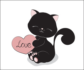 black cat with heart