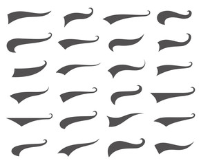 Swoosh and swash tails set. Vector