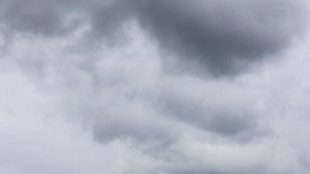 Dangerous dark storm clouds formation time lapse background.