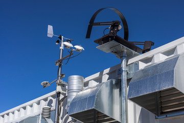 Meteorological station at a Solar Energy Plant at north Chile, Atacama Desert. Wind mast to measure...