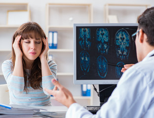 Young woman visiting radiologist for x-ray exam