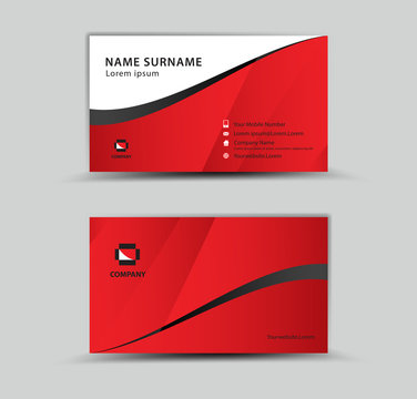 Business Card Vector template, Creative idea modern concept, red polygon background, geometric shape