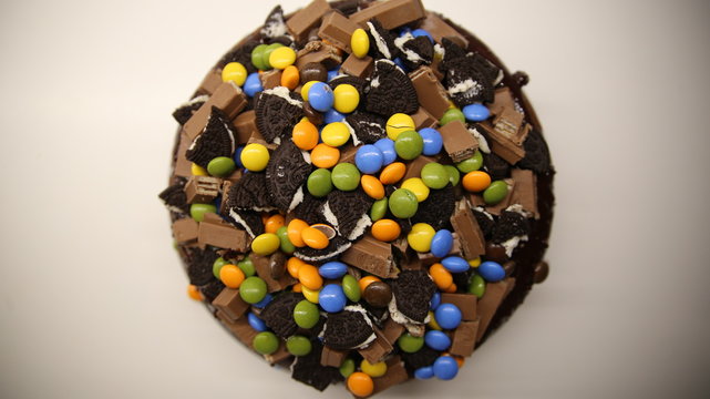 Chocolate Cake With Toppings Oreo Kitkat Smarties M&m Birthday