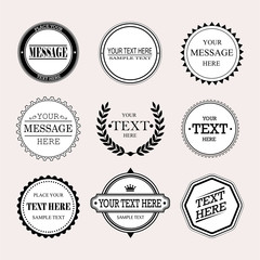 Set of retro stamps and badges with inscriptions. Vector illustration