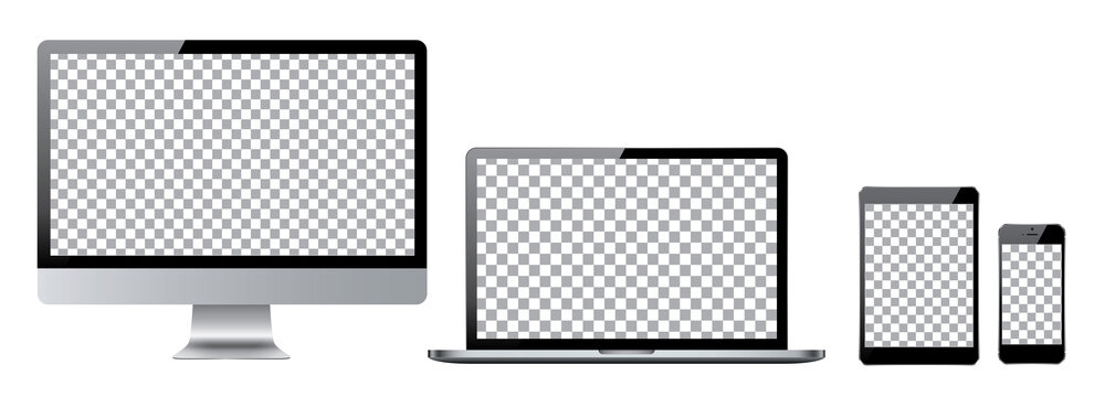 Set of computer, laptop in a flat vector style